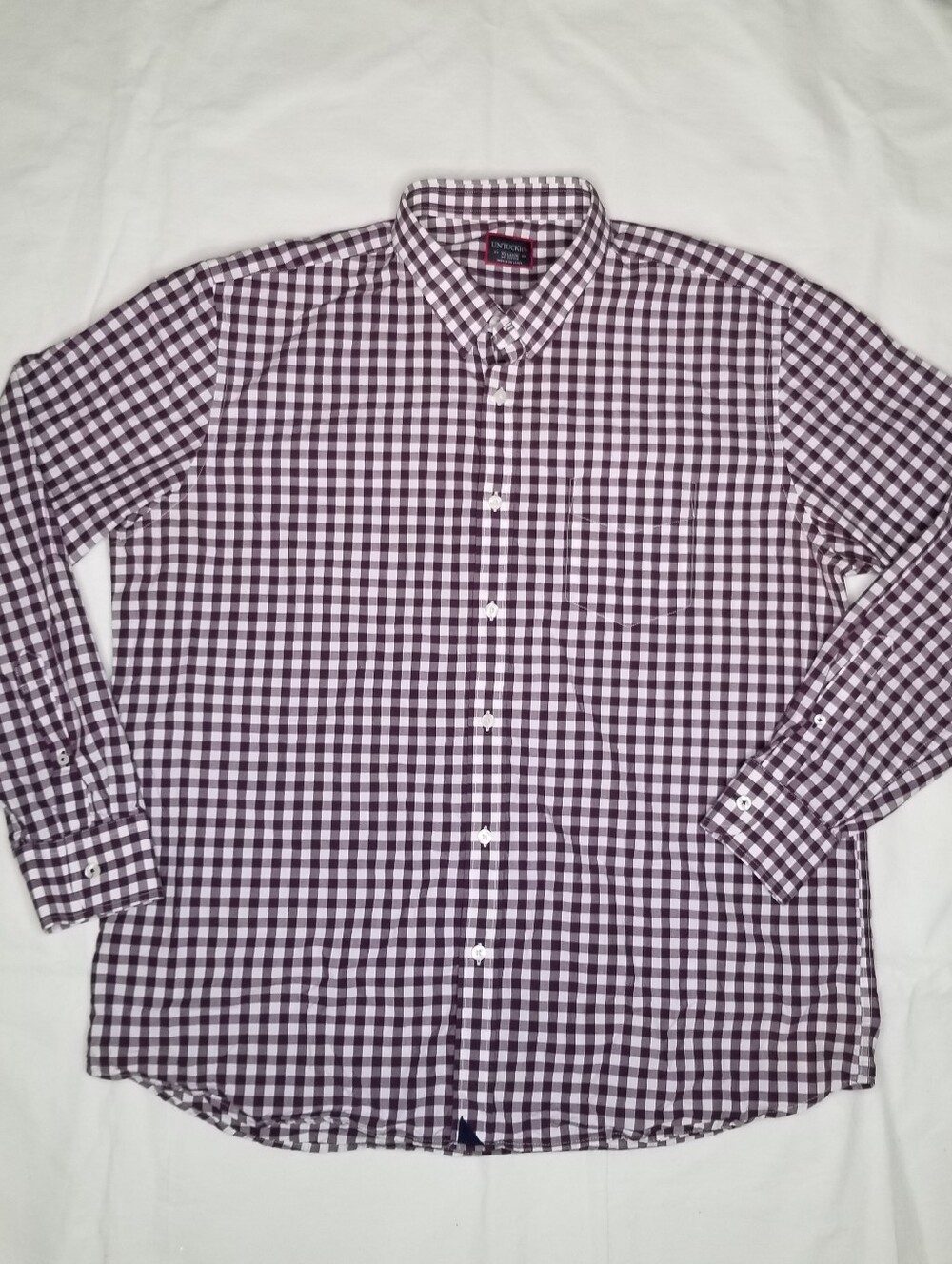UNTUCKit Purple Gingham Button Down Shirt Long Sleeves Men's Size XXL Cotton